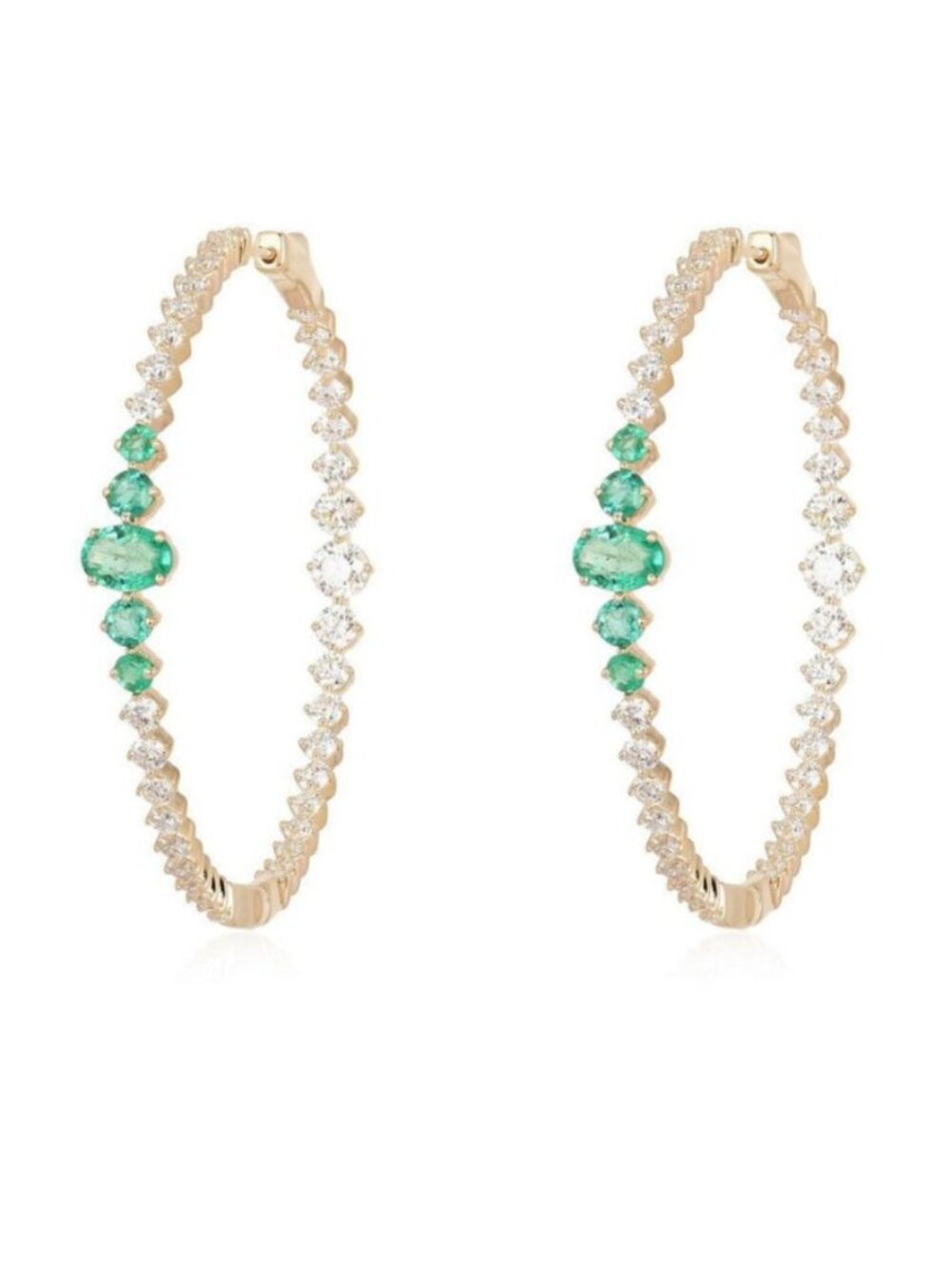 Emerald Eclipse 14K (or 18k upon request) Yellow Gold Hoops Earrings